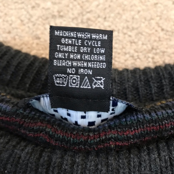 Jantzen Classics Crewneck Sweater Mens XL Charcoal Grey Multi Color Eclectic y2k - Picture 8 of 8